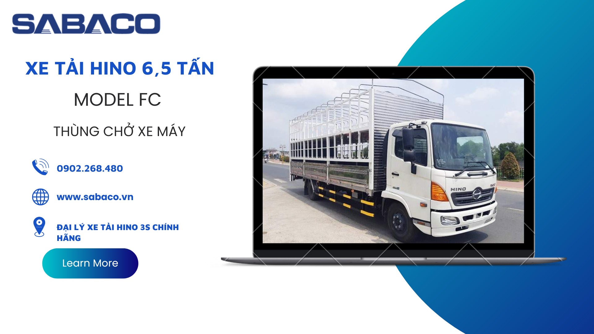 Xe tải Hino 6.5 tấn - Model FC - Thùng chở xe máy